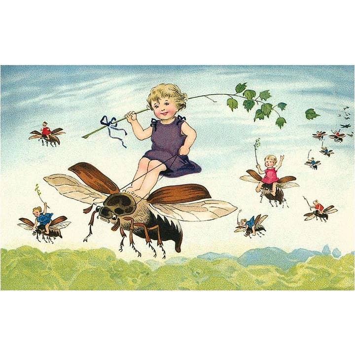 Magnet KF-286 Børn, der rider på bier for engroshandel hos Found Image Press