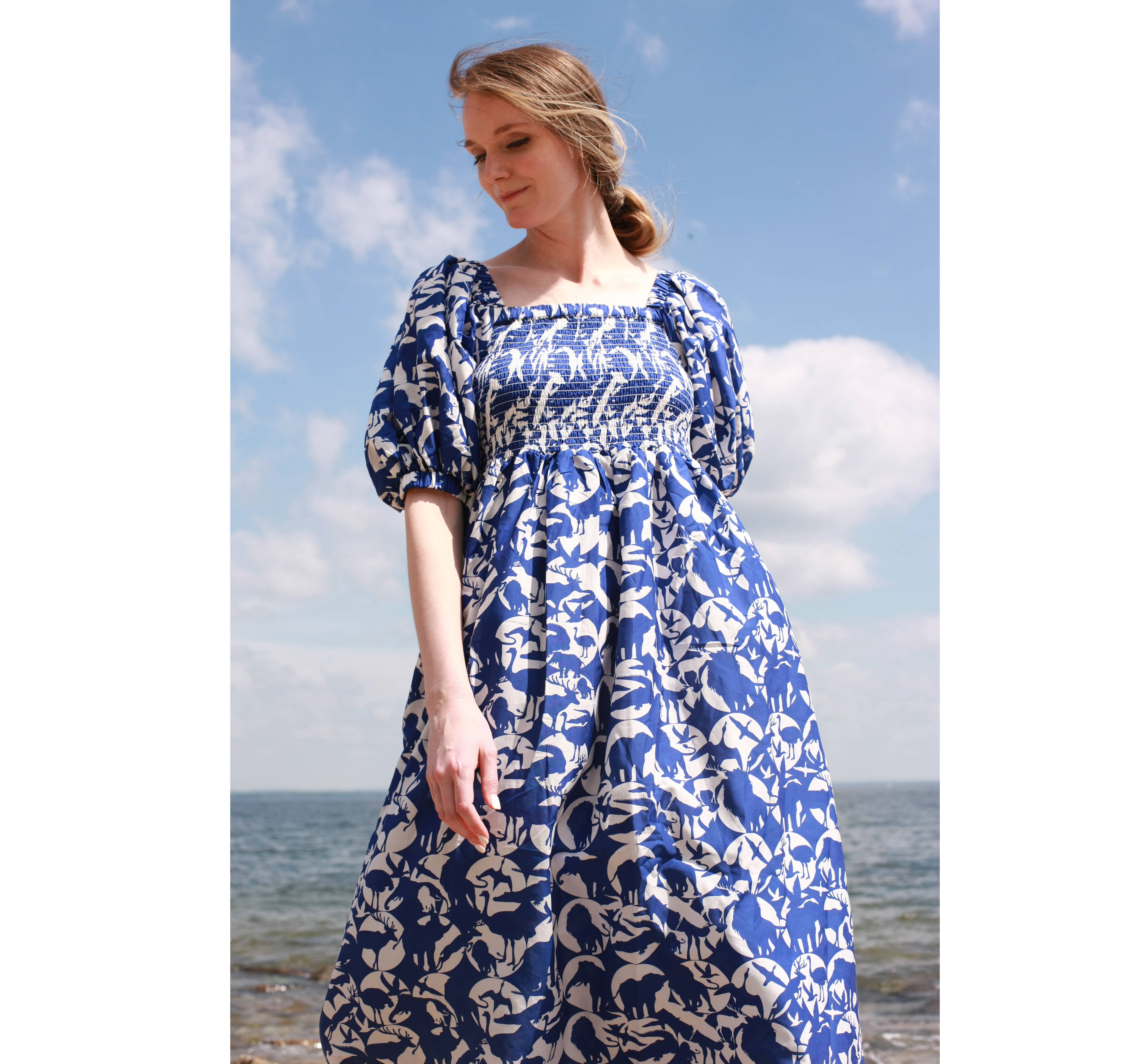 Jessie Zhao New York - Wholesale Dress - Women's - Animal World Smocked Cotton Silk Dress11