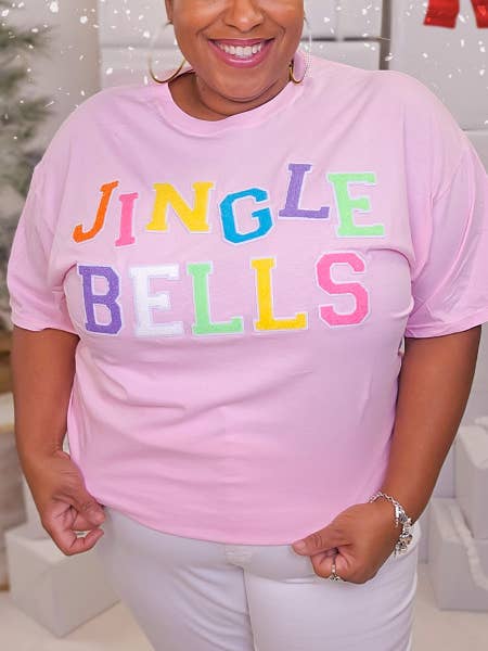 T-shirt graphique Jingle Bells en chenille doux pour la vente par Sugar Stitch