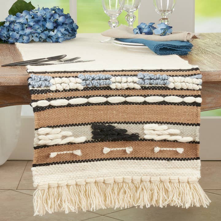 Fennco Styles - Wholesale Table Runner - Textured Boho Wool 16"x72" Table Runner