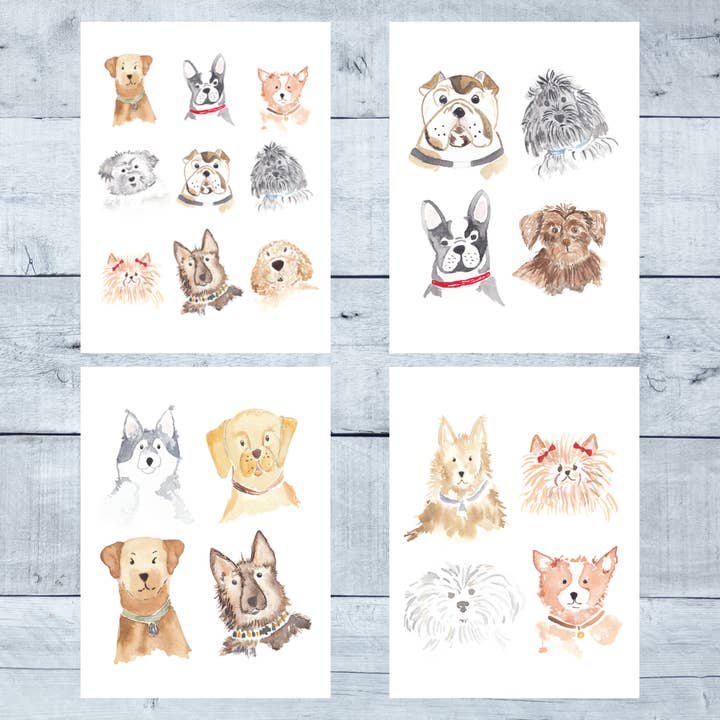 All the Dogs | Watercolor Card Set for wholesale by Maria DeVito Palmer Designs LLC