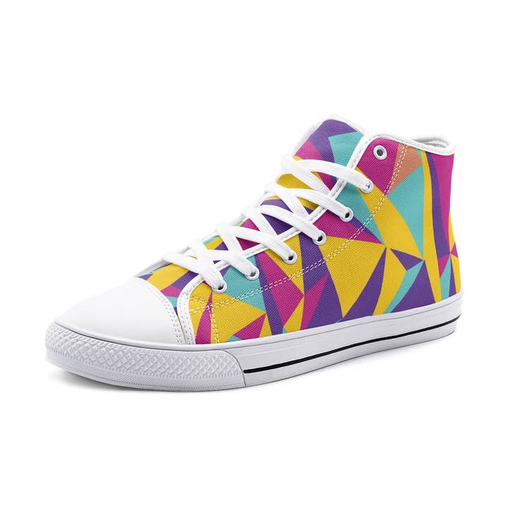 Sapatos de lona unissexo de cano alto geométricos e coloridos #2.0 por atacado de Oh Pote