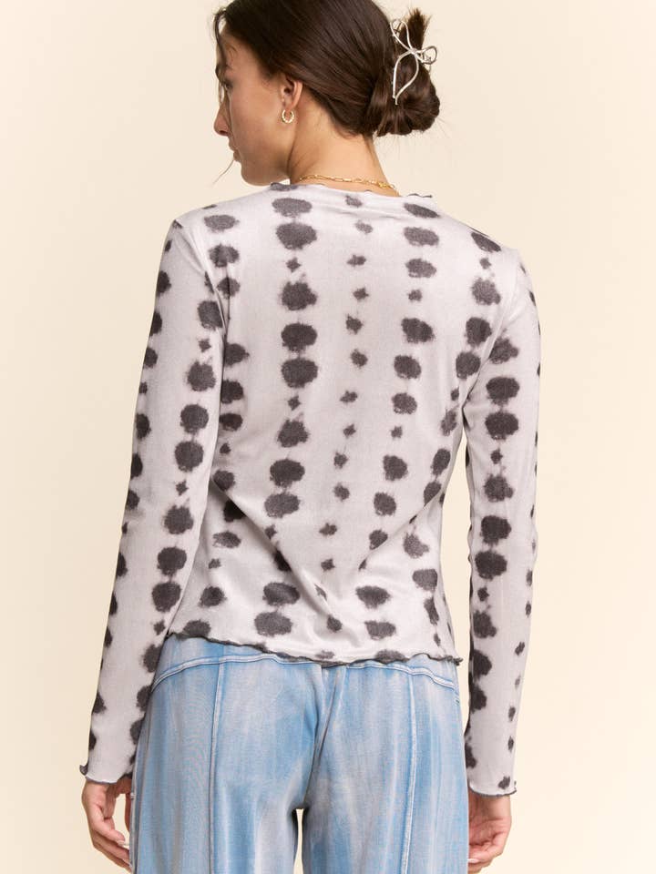 Davi & Dani - Wholesale Knit Top - Women's - PLUS MESH TIE DYE LONG SLEEVE TOP18