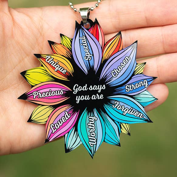 Identity Flower Rearview Mirror Ornament for wholesale by Positive Hope Designs
