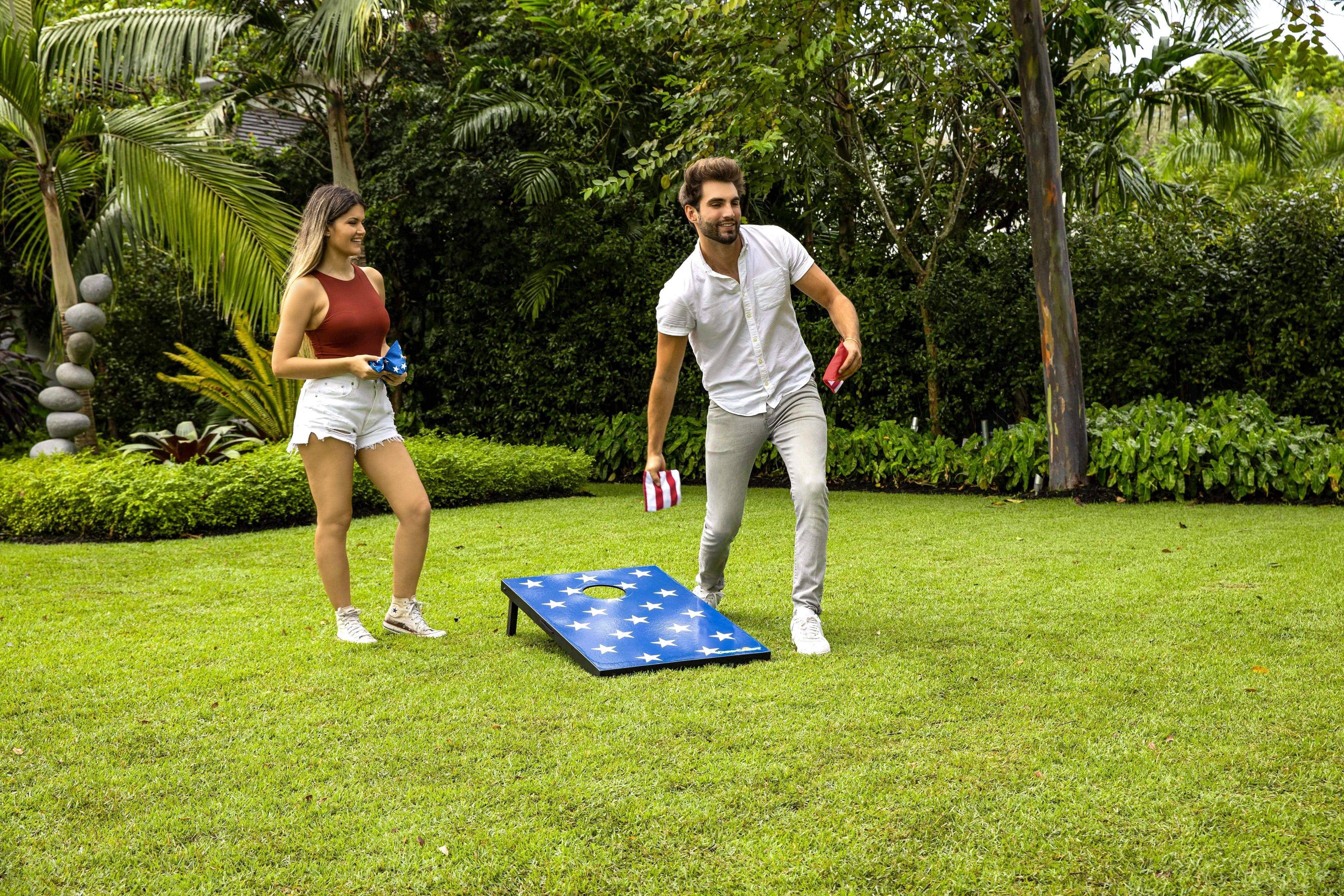 PoolCandy - Vente Jeu de pelouse - Planche Cornhole en bois Stars & Stripes YardCandy6
