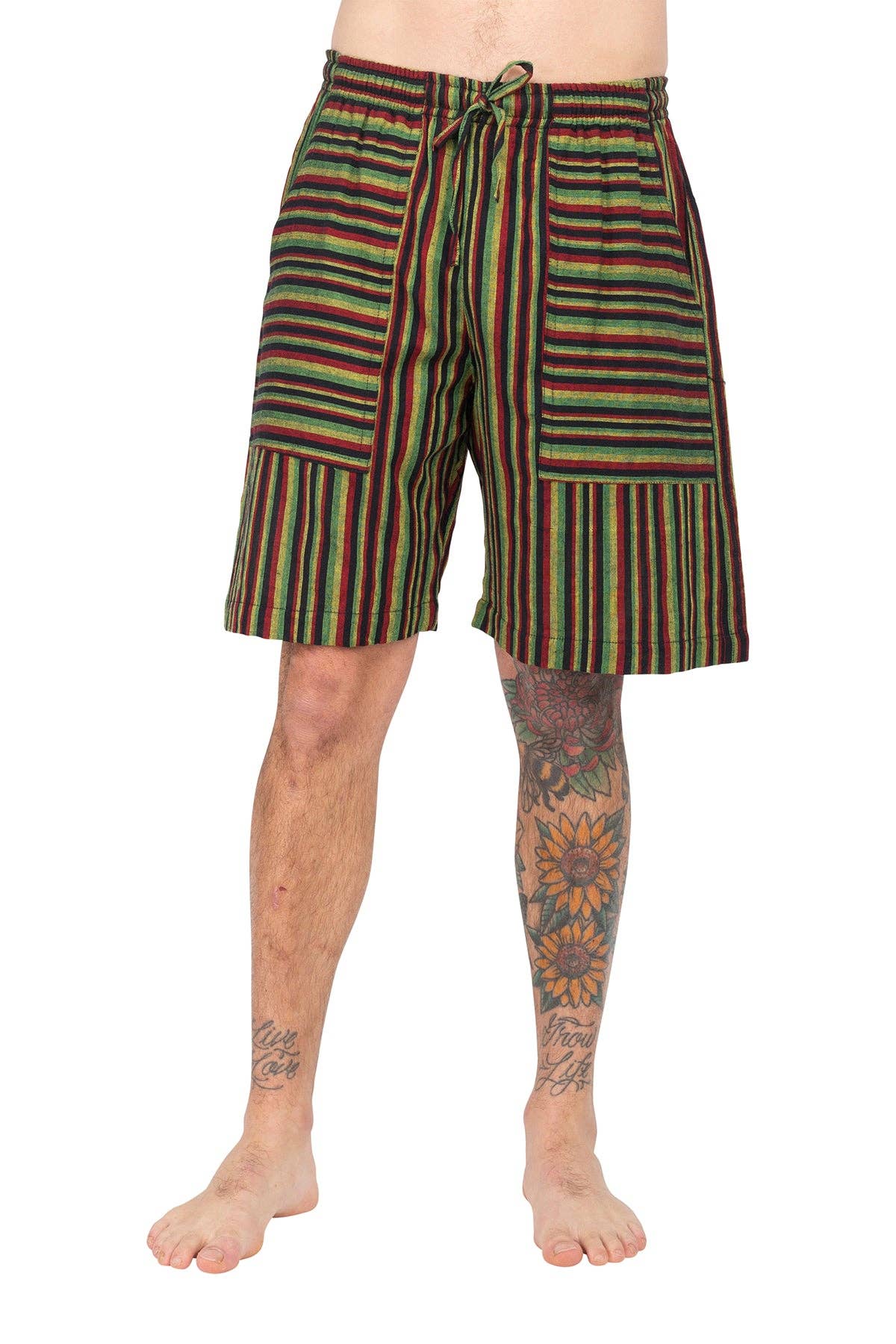 Rasta Short à rayures avec cordon de serrage pour hommes en vente sur Faire0