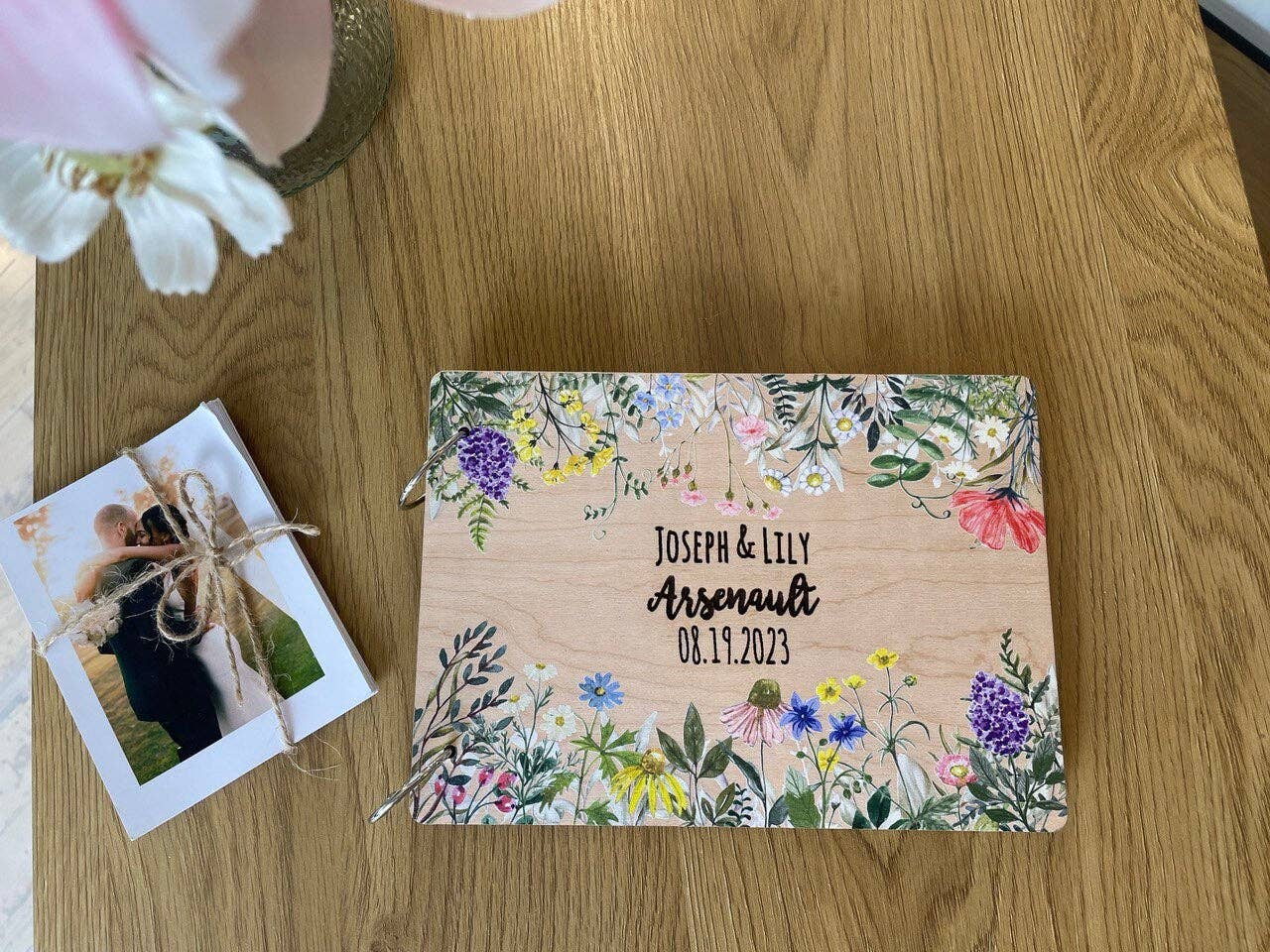 Cherish Deal - Venta al por mayor Libro de visitas - Álbum de Boda de Madera Floral – Libro de Recuerdos de Invitados Personalizado1