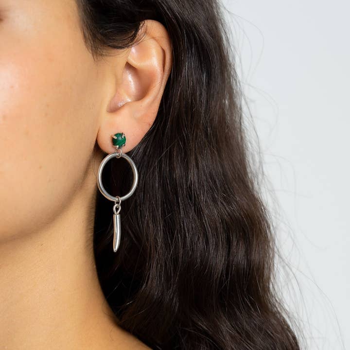 Colmillo Malachite Asymmetric Earrings
for wholesale by Maalo Jewellery