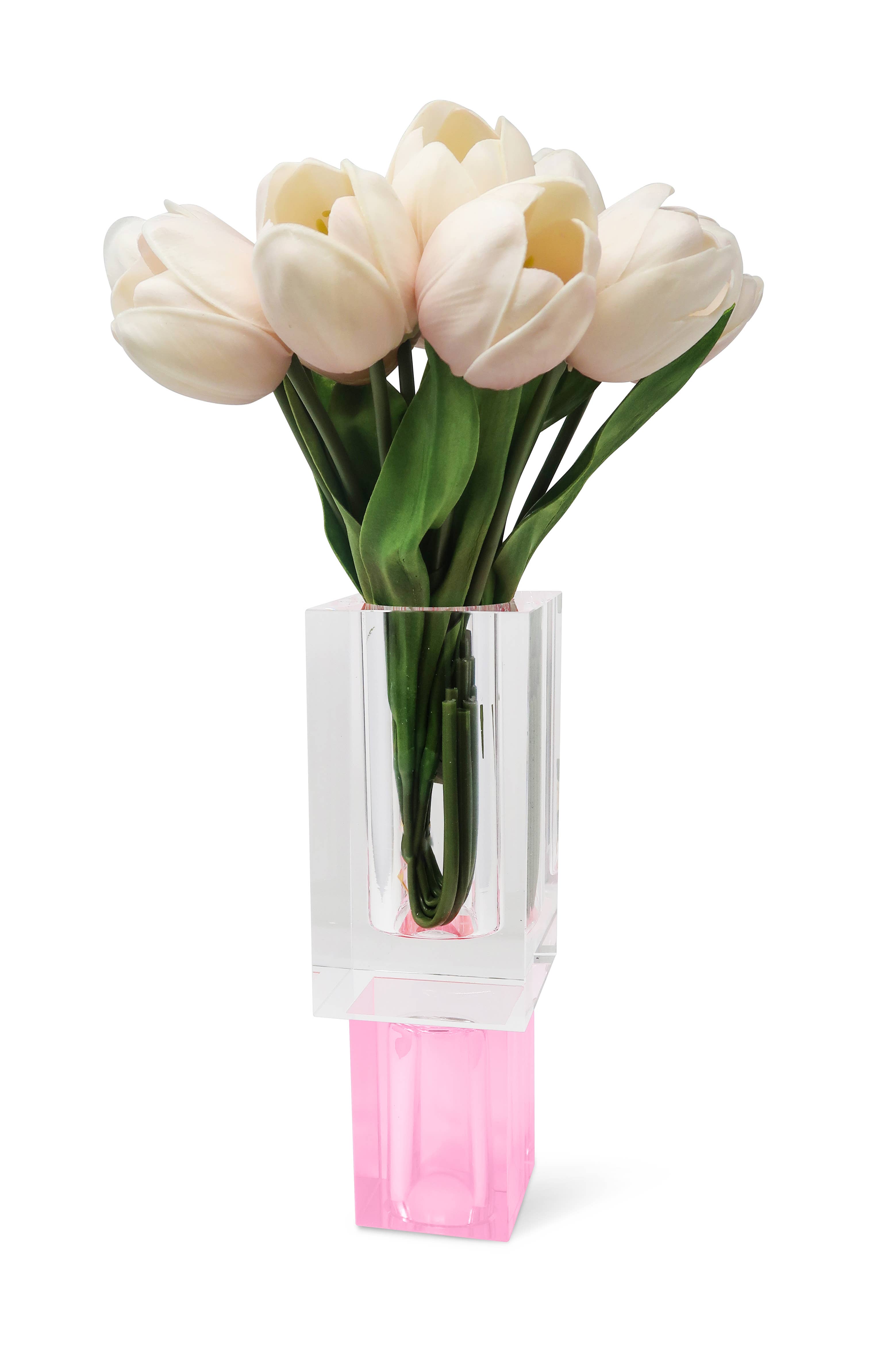 VIVIENCE – wholesale Vase – Crystal Square Vase with Colored Base14