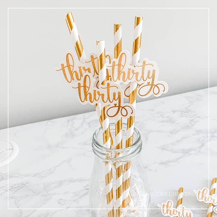 Zoey Christina - Wholesale Party Favor - Thirty Glitter Paper Straws (12-Pack) – 30th Birthday3