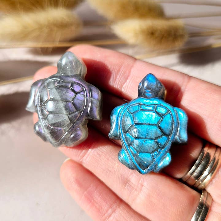 Moonlight Gemstones - Wholesale Spiritual Stone/Crystal - Purple Labradorite Turtle – Gemstone Carving (3cm)1