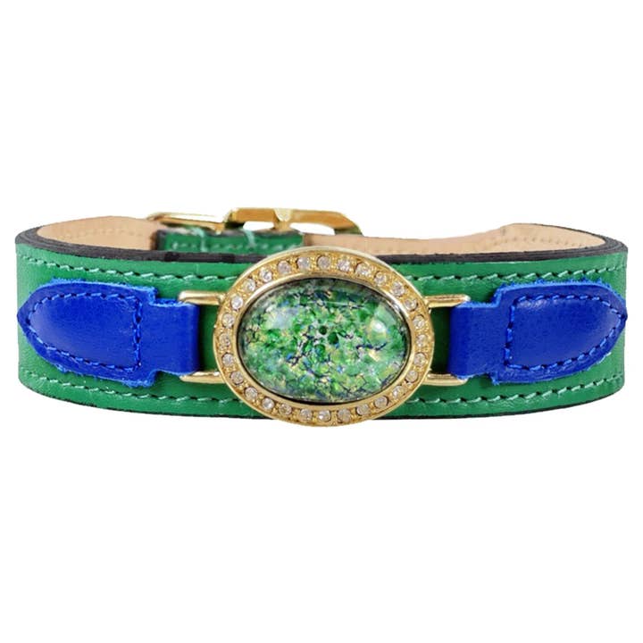 Galaxy Dog Collar in Emerald & Gold for wholesale by Hartman & Rose