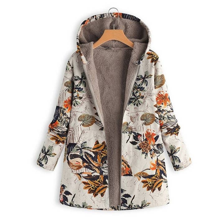 OceanusSwim – wholesale Jacket – Women's – Vintage Floral Print Hooded Long Sleeve Jacket8