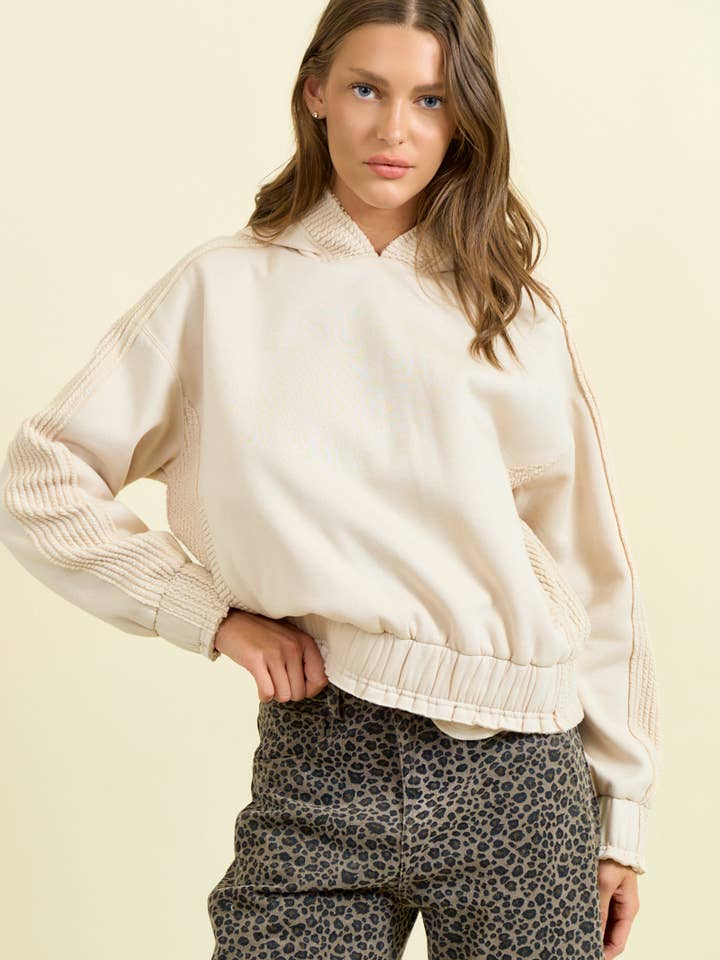 BRUSHED TERRY MIX MEDIA BLOCK SWEATSHIRT - 45366T for wholesale by Doe and Rae