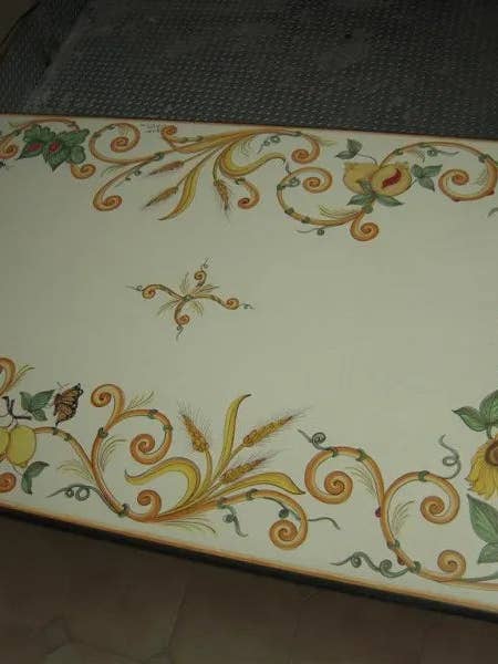 Rectangular Table Spighe – Decorated Lava Stone for wholesale by DD Ceramiche Siciliane