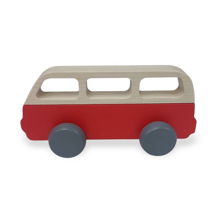 Briki Vroom Vroom - Wholesale Wood toy – Child - Van vintage Red/Red - wooden toy/wooden toy
