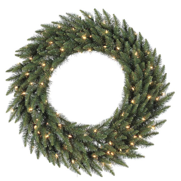 Green Vickerman 60" Camdon Fir Wreath LED 400WW for wholesale on Faire