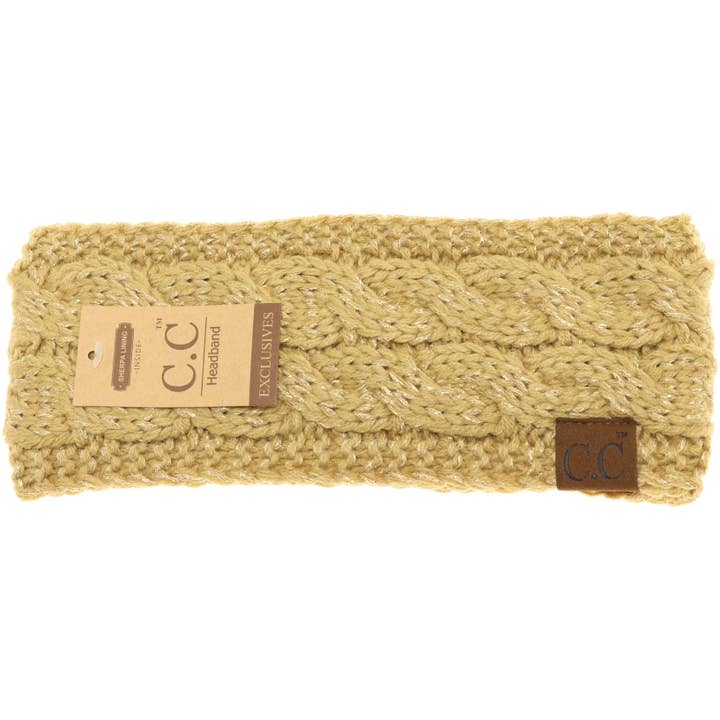 C.C Beanie - Wholesale Fashion Headband - Women's - Metallic Cable Knit CC Women's Fashion Headband