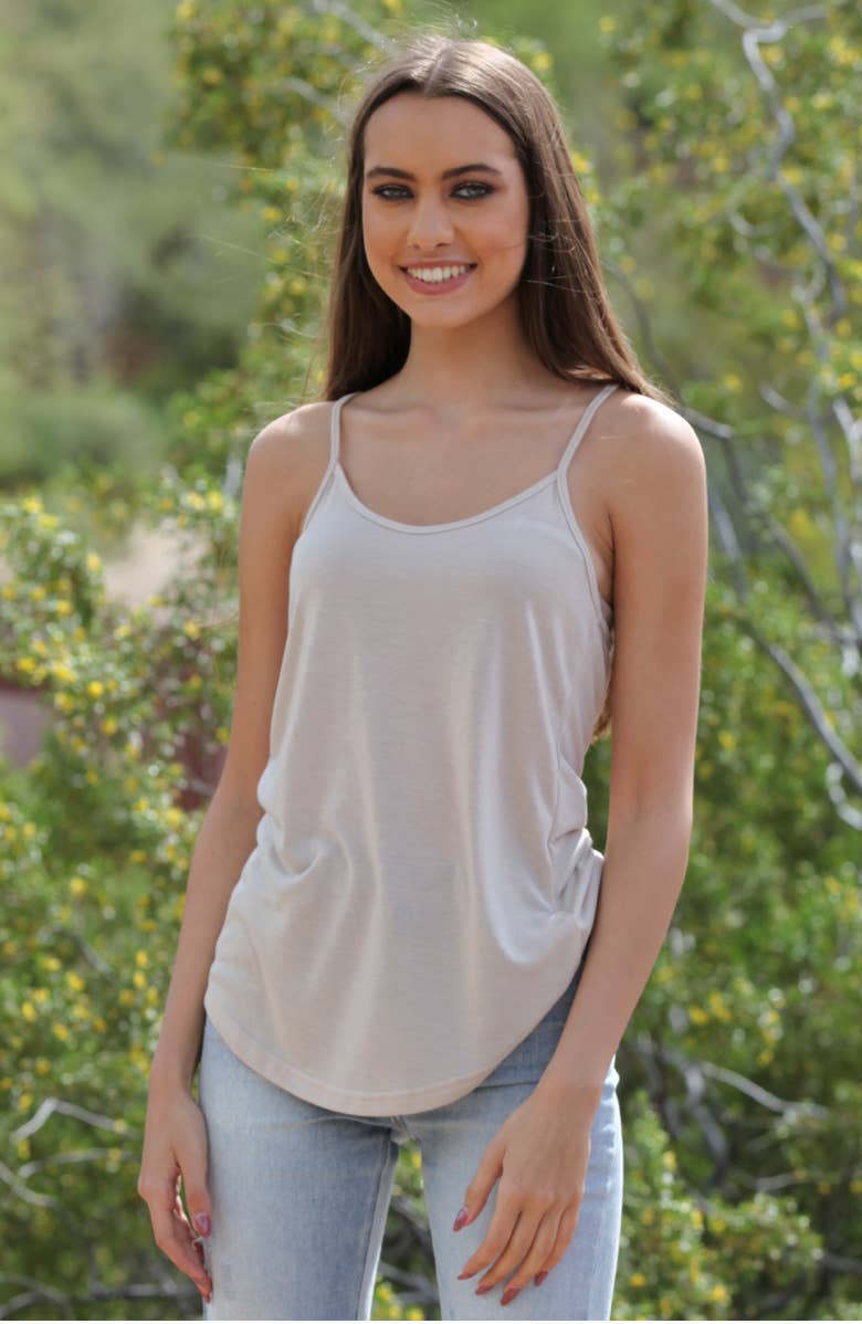 ANGIE - Vente Caraco – femme - DÉBARDEUR CAMISOLE À OURLET ARRONDI X2543-ASIS À DOS NAGEUR1