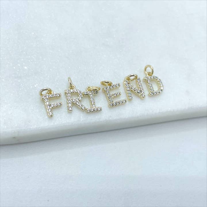 DIJU Jewelry - Wholesale - 18k Gold Filled with Micro Pave, Micro Cubic Zirconia Small INITIALS LETTERS Charms Pendant, Wholesale Jewelry Making Supplies2
