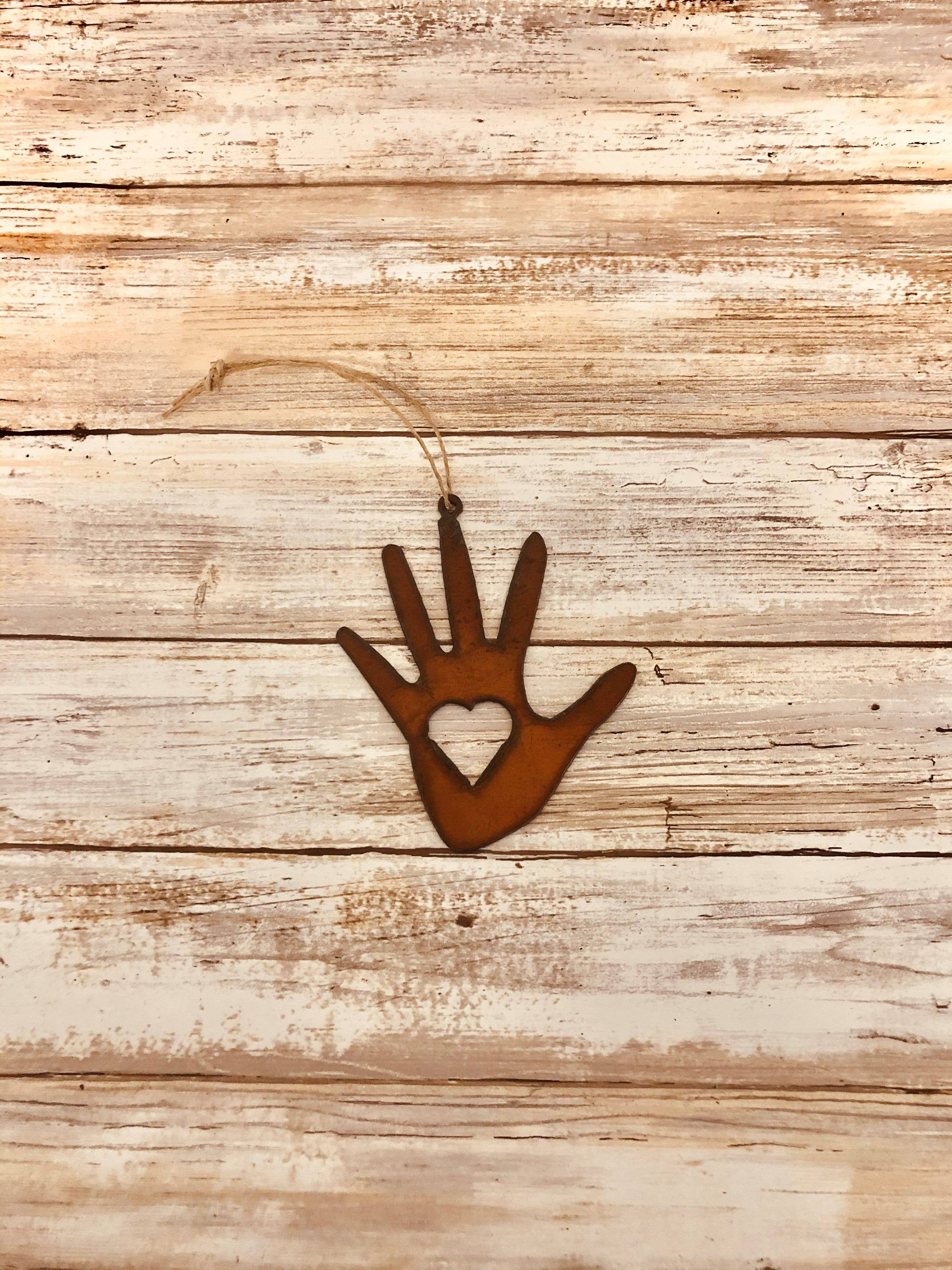 Universal Ironworks USA - Wholesale Ornament - Hand With Heart Ornament