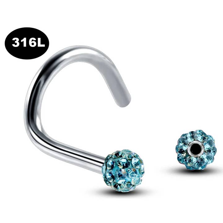 Bodytrend - Venta al por mayor Aretes para la nariz - Tornillos para la nariz, anillo para la nariz-anillo de tornillo para la fosa nasal y bola Ferido -316L
