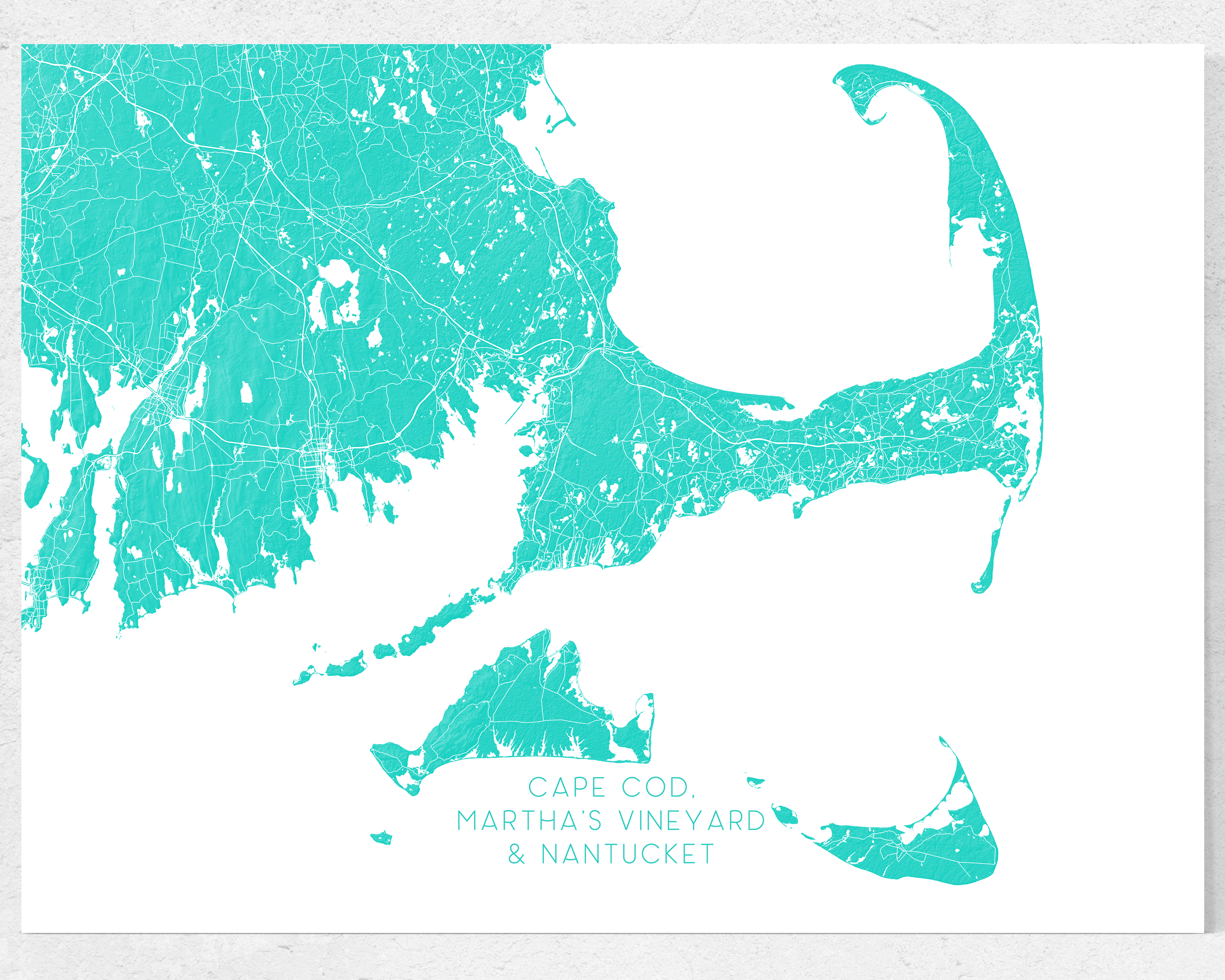 Maps As Art - Wholesale Art Print - Cape Cod, Nantucket, Martha's Vineyard Island Map Art Print11