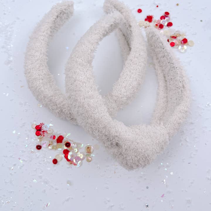 Evie Pearl Handmade LLC - Wholesale Fashion Headband - Women's - Cream Sherpa Knotted Headband for Girls & Women1