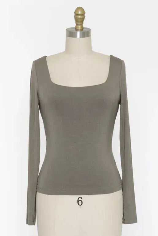 Final Touch - Wholesale Knit Top - Women's - Double Layered Square Neck Basic Top - T1710911