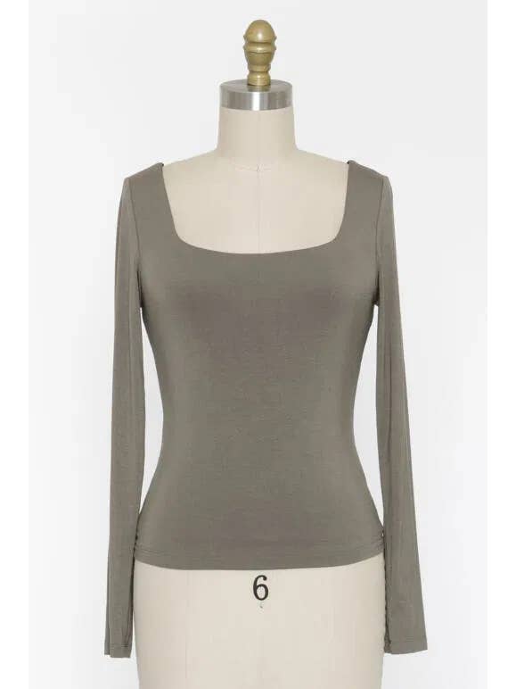 Final Touch - Wholesale Knit Top - Women's - Double Layered Square Neck Basic Top - T1710911