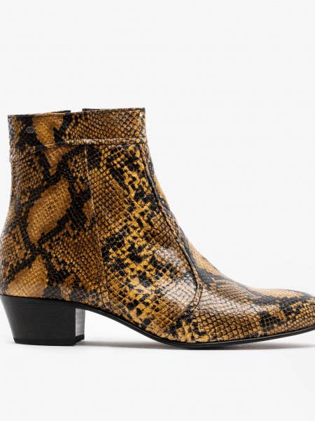 EMMANUEL Herrenstiefel aus Schlangenleder mit kubanischem Absatz Amarillo für den Großhandel von Club Cubano
