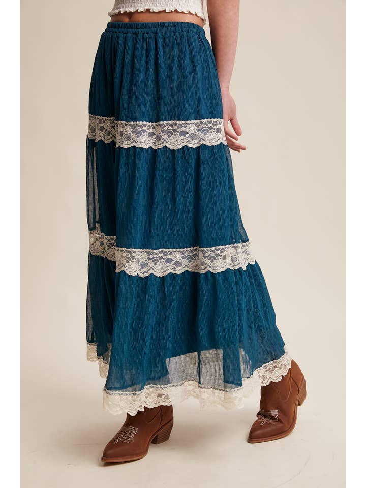 Listicle - Wholesale Skirt - Women's - Tiered Lace-Trim Maxi Skirt LSK027030