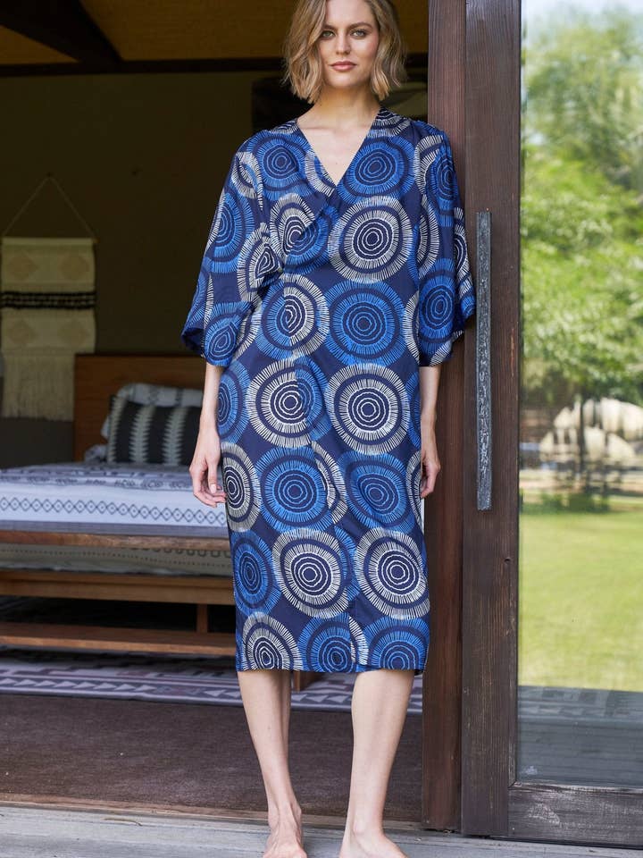 ocean+main - Wholesale Kimono - Women's - Malaysia Collection: Matahari Print Long Silk Belted Duster4