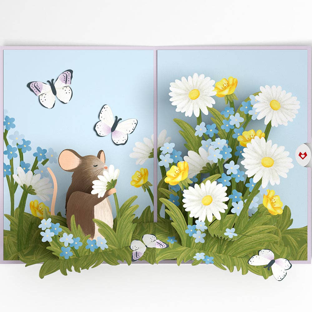 Lovepop Cards - Wholesale Everyday Greeting Card - Field Mouse in the Flowers Pop-Up Card 5x7"4
