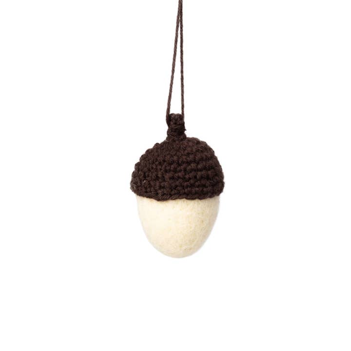Silver Tree Home & Holiday - Wholesale Ornament - A42359: Felt wht acorn orn,3in