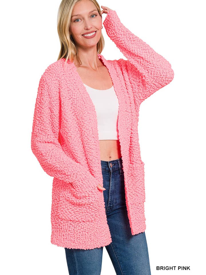 Vanilla Monkey - Wholesale Cardigan - Women's - Long Sleeve Popcorn Sweater Cardigan With Pockets