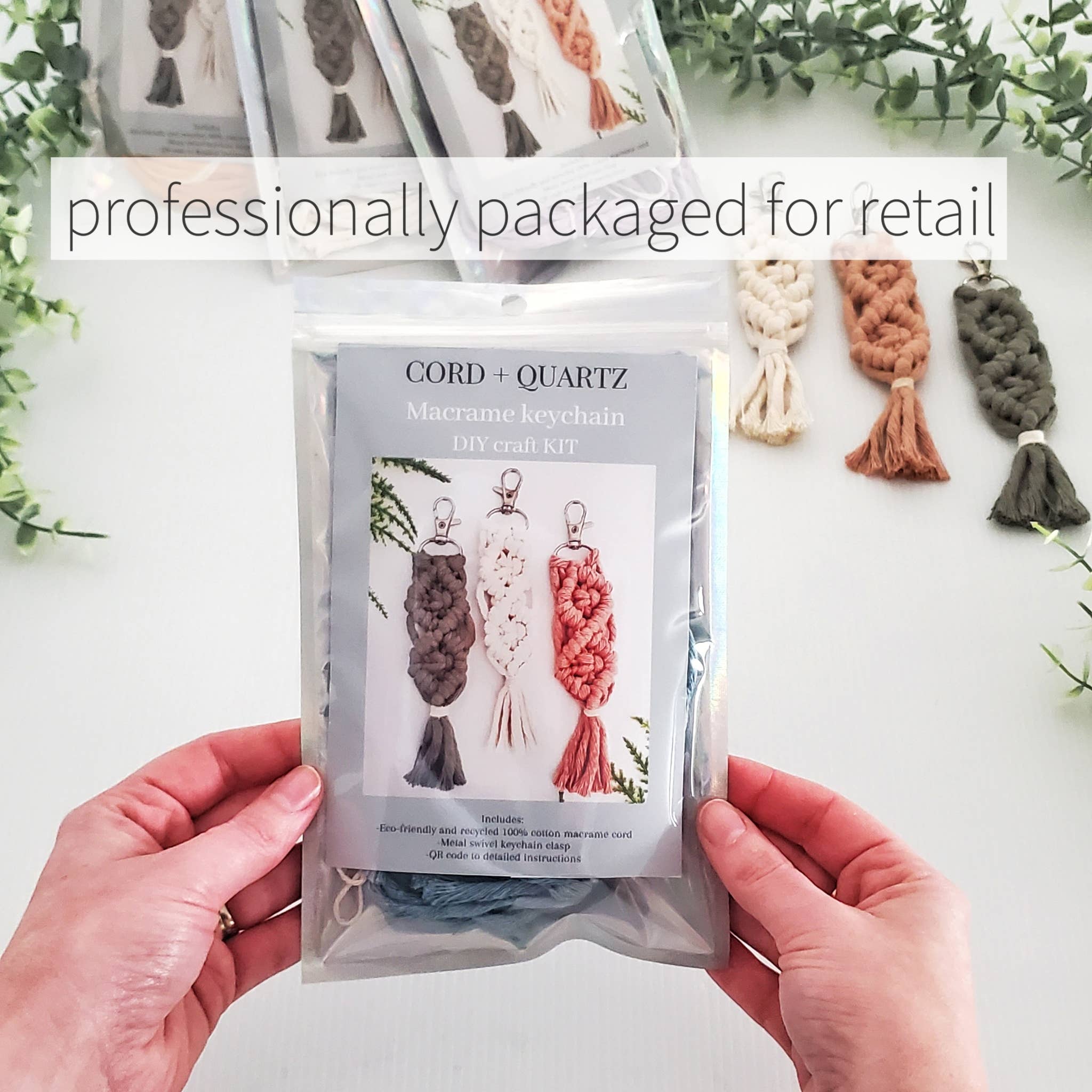 Cord + Quartz - Wholesale DIY Craft Kit - Macrame keychain DIY craft KIT.7