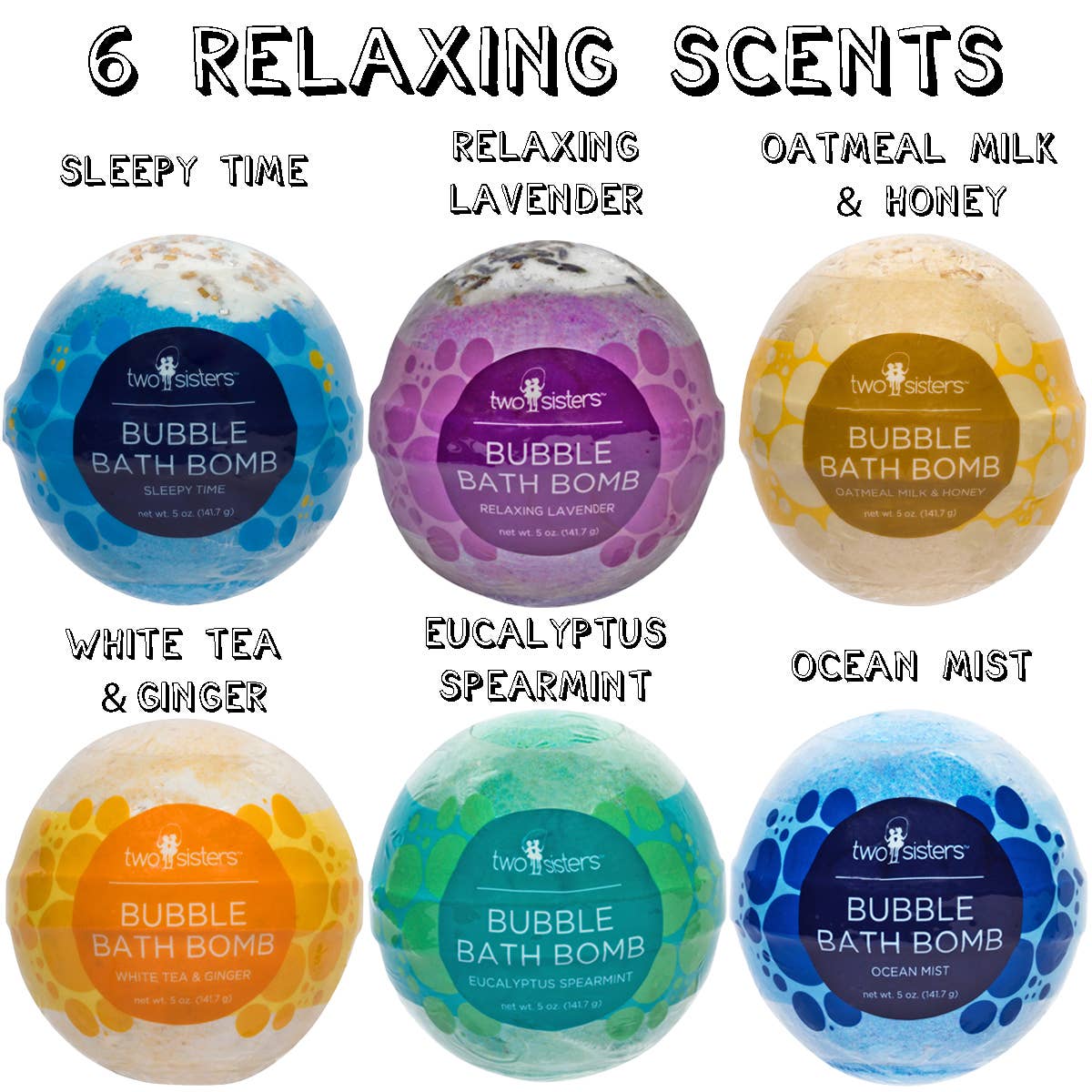 Two Sisters Spa - Wholesale Bath Bomb/Fizz - 6 Relaxing Natural Bath Bombs1