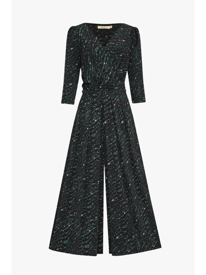 Sarta - Wholesale Jumpsuit - Women's - Khaki Zebra and Star Print Wide Leg jumpsuit5