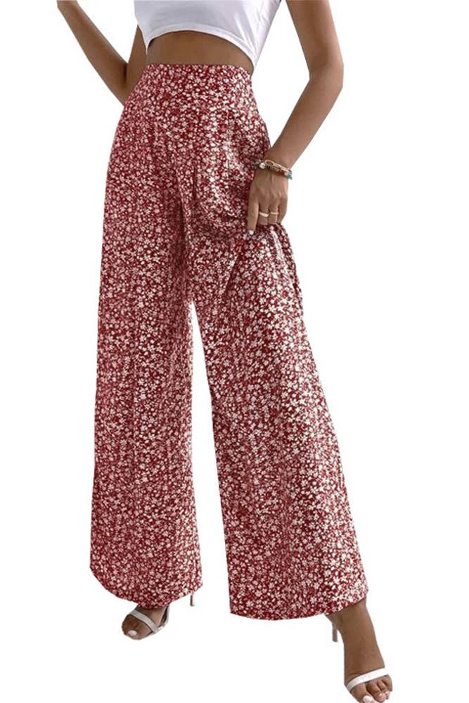 UNISHE - Wholesale Broek - Dames - Hoge Taille Wijde Pijpen Bloemenbroek ZK249113