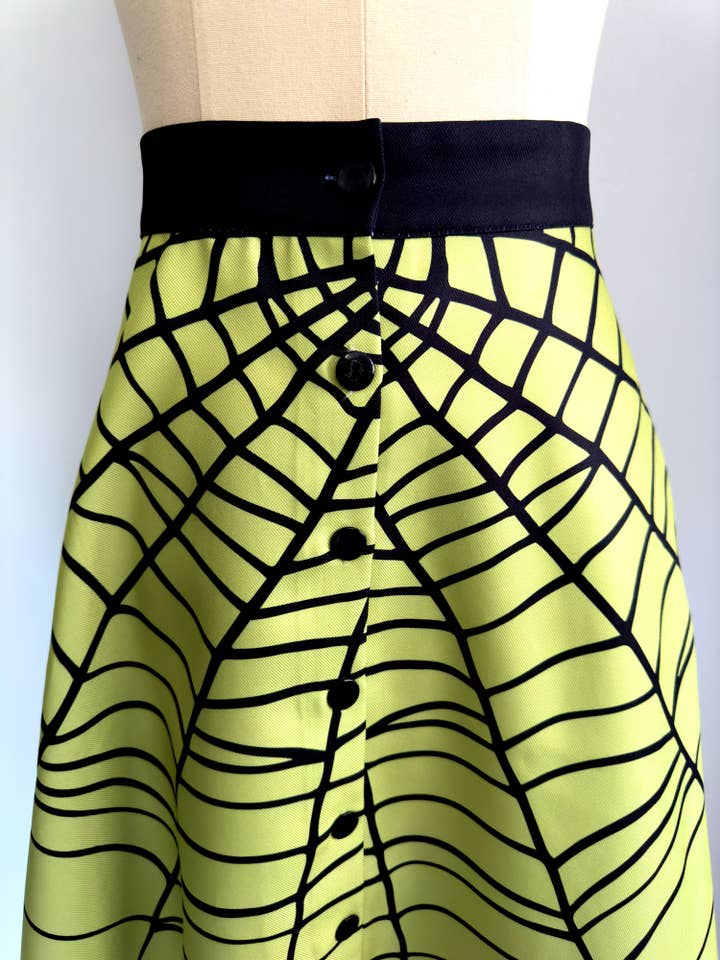 The Oblong Box Shopâ„¢ - Wholesale Skirt - Women's - Glamour Ghoul Spiderweb Skirt in Chartreuse Green