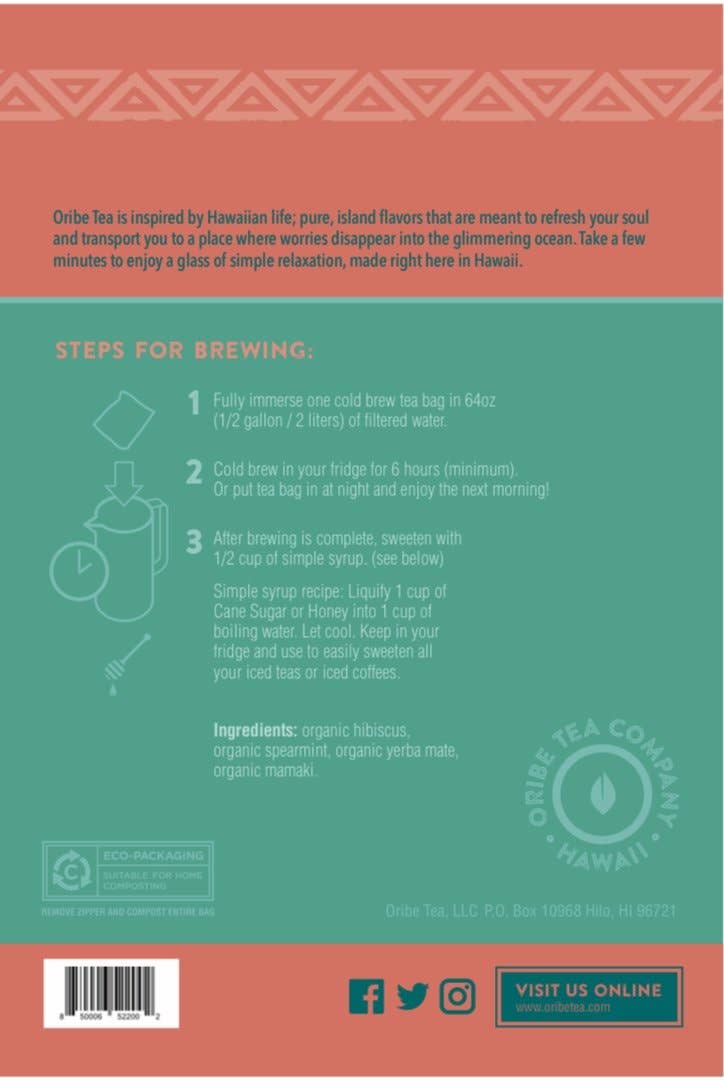 Oribe Tea Co. - Wholesale Tea Bags - Hibiscus Mint with Mamaki | Cold Brew Tea2