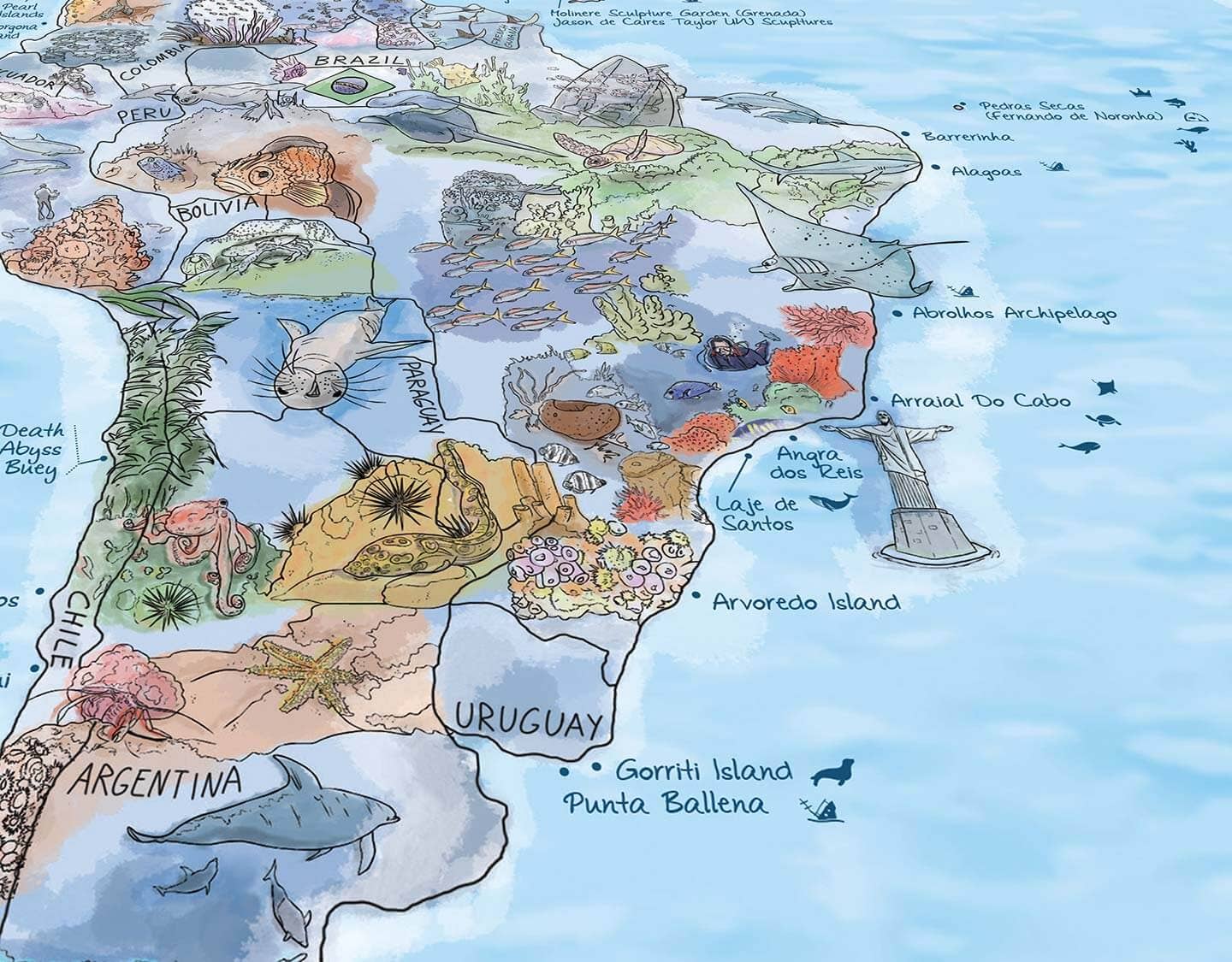 Awesome Maps – wholesale Karta – Dive Map | Världskarta med 500 dykplatser10