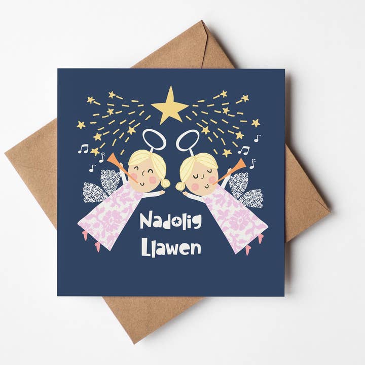 Designs by flo - Wholesale Christmas card - Nadolig Llawen /Merry Christmas Angels