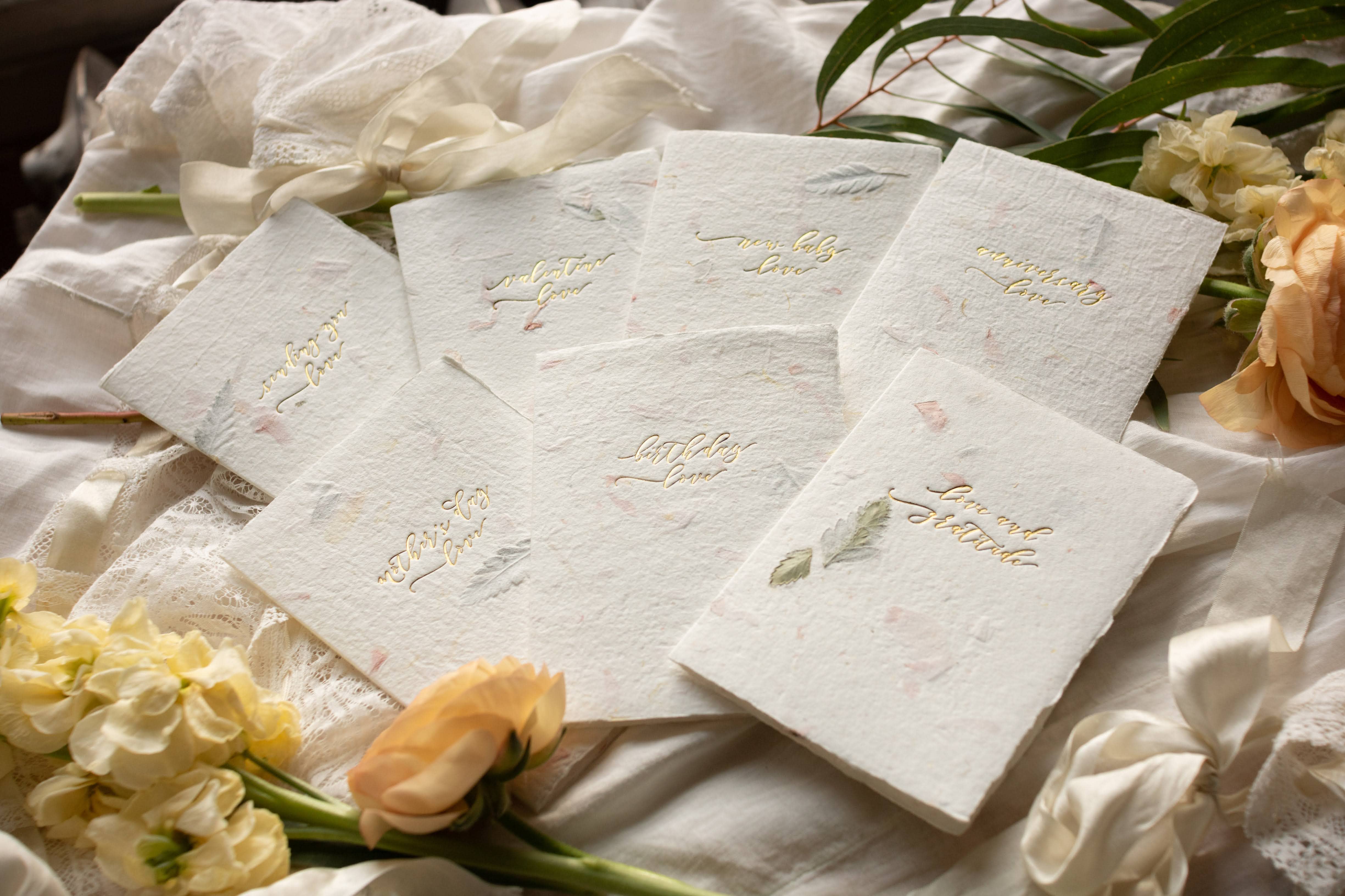 Oblation Papers & Press - Wholesale Valentine's Day Card - Valentine Love in Flowers Handmade Paper Letterpress Card2