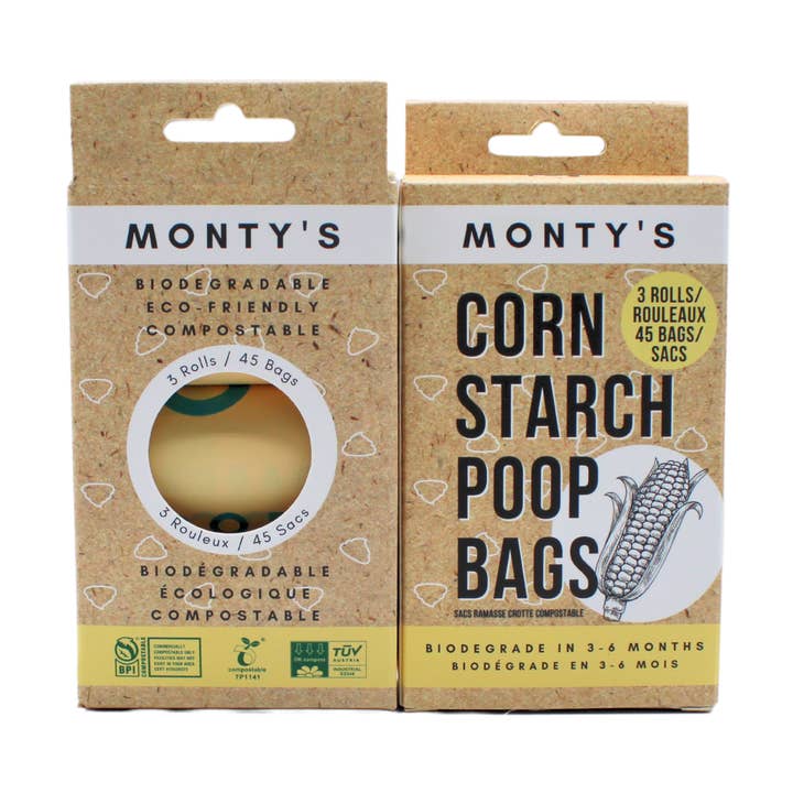 Compostable Cornstarch Poop Bags - 9 x 13" - Standard Rolls for wholesale by Monty's Bags