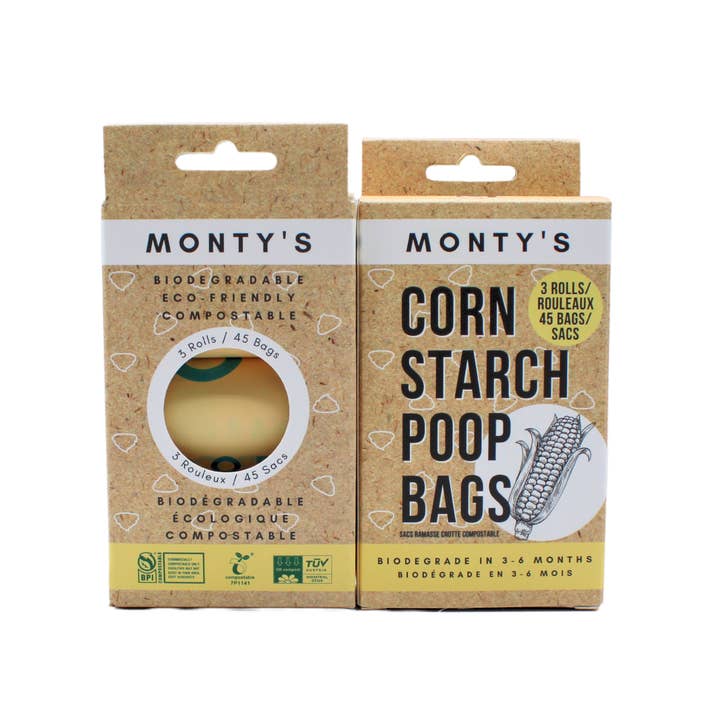 Monty's Bags – wholesale Pet poo bag – Compostable Cornstarch Poop Bags - 9 x 13" - Standard Rolls