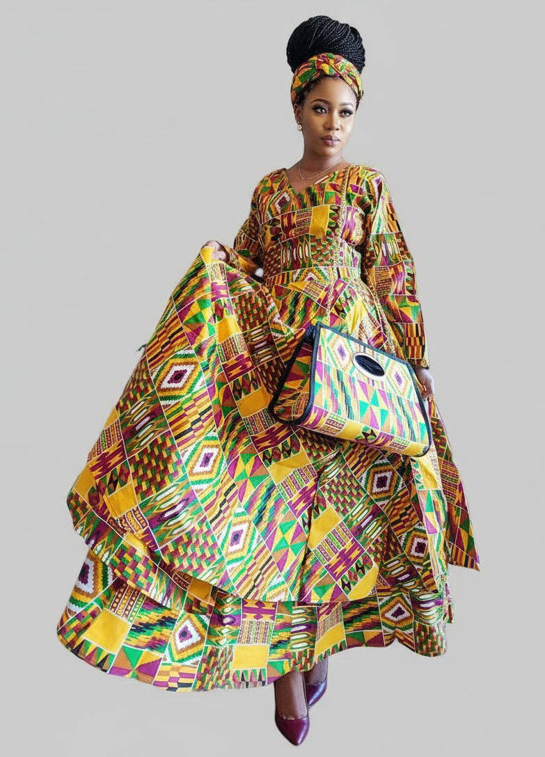 India Batik - Wholesale Dress - Women's - 3pcs Set Maxi Skirt Pocketbook wrap Dress P1