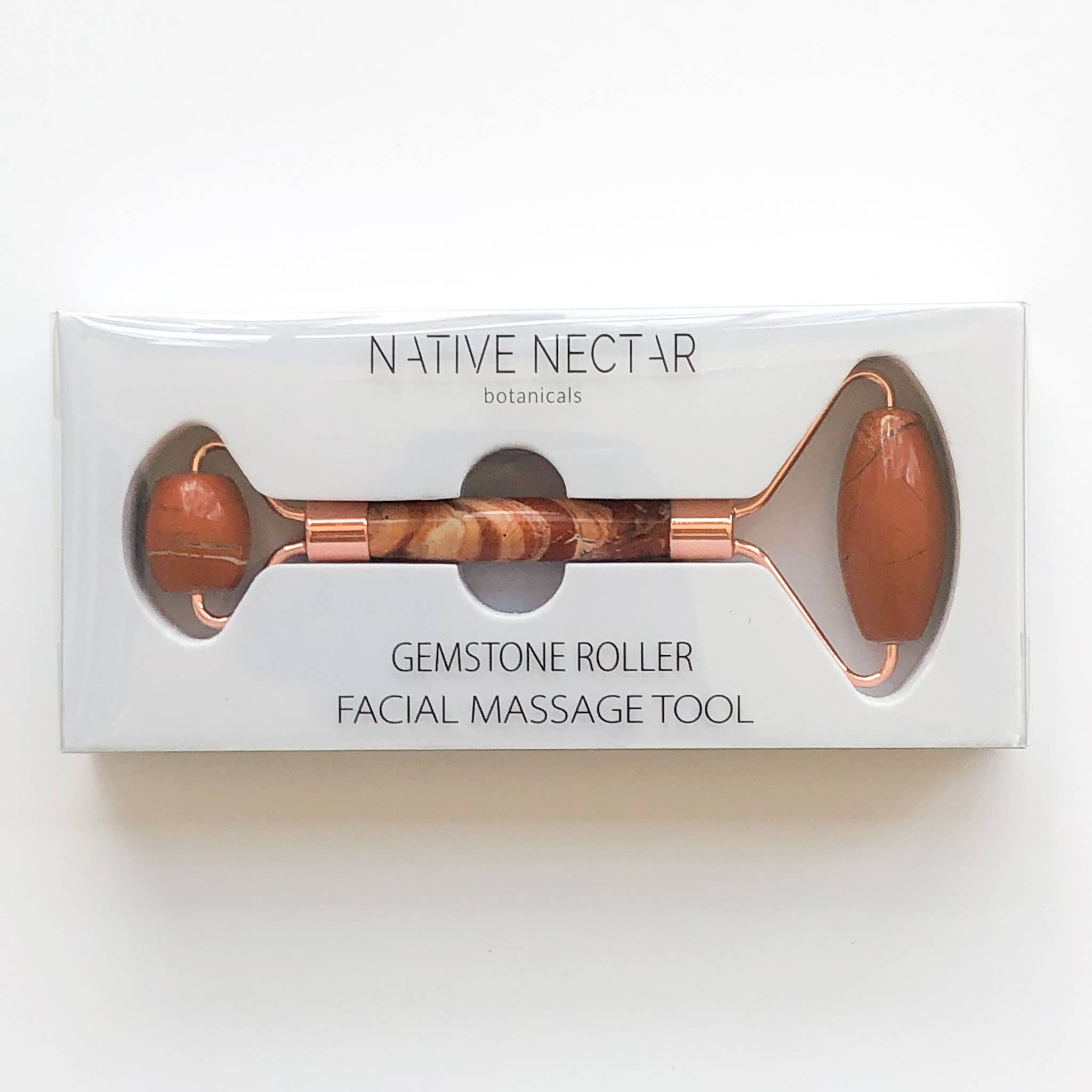Native Nectar Botanicals - Vente Rouleau beauté/visage - Rouleau pour le visage en pierres gemmes de jaspe rouge1