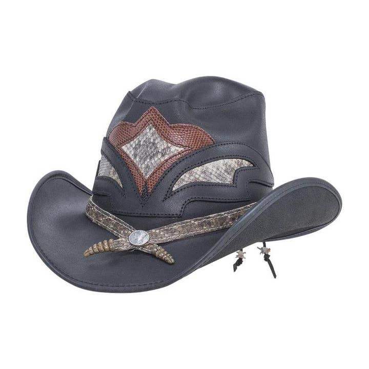 American Hat Makers – Großhandel Cowboyhut – Unisex – Leder Klapperschlange Cowboyhut - Stil Sturm